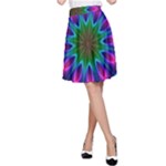 Star Of Leaves, Abstract Magenta Green Forest A-Line Skirt Star Of Leaves, Abstract Magenta Green Forest A-Line Skirt