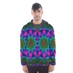 Star Of Leaves, Abstract Magenta Green Forest Hooded Wind Breaker (Men) Star Of Leaves, Abstract Magenta Green Forest Hooded Wind Breaker (Men)