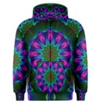 Star Of Leaves, Abstract Magenta Green Forest Men s Zipper Hoodie