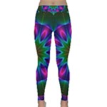 Star Of Leaves, Abstract Magenta Green Forest Yoga Leggings Star Of Leaves, Abstract Magenta Green Forest Yoga Leggings