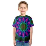 Star Of Leaves, Abstract Magenta Green Forest Kid s Sport Mesh Tee