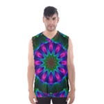 Star Of Leaves, Abstract Magenta Green Forest Men s Basketball Tank Top Star Of Leaves, Abstract Magenta Green Forest Men s Basketball Tank Top