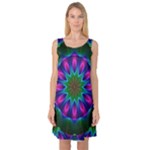 Star Of Leaves, Abstract Magenta Green Forest Sleeveless Satin Nightdress