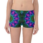 Star Of Leaves, Abstract Magenta Green Forest Boyleg Bikini Bottoms Star Of Leaves, Abstract Magenta Green Forest Boyleg Bikini Bottoms