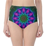 Star Of Leaves, Abstract Magenta Green Forest High-Waist Bikini Bottoms Star Of Leaves, Abstract Magenta Green Forest High-Waist Bikini Bottoms