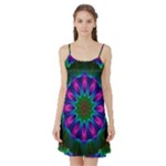 Star Of Leaves, Abstract Magenta Green Forest Satin Night Slip Star Of Leaves, Abstract Magenta Green Forest Satin Night Slip