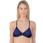 Star Of Leaves, Abstract Magenta Green Forest Reversible Tri Bikini Top