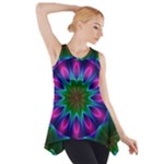 Star Of Leaves, Abstract Magenta Green Forest Side Drop Tank Tunic Star Of Leaves, Abstract Magenta Green Forest Side Drop Tank Tunic
