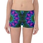 Star Of Leaves, Abstract Magenta Green Forest Reversible Boyleg Bikini Bottoms Star Of Leaves, Abstract Magenta Green Forest Reversible Boyleg Bikini Bottoms