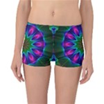 Star Of Leaves, Abstract Magenta Green Forest Reversible Boyleg Bikini Bottoms