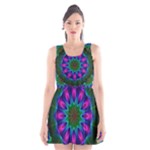 Star Of Leaves, Abstract Magenta Green Forest Scoop Neck Skater Dress Star Of Leaves, Abstract Magenta Green Forest Scoop Neck Skater Dress