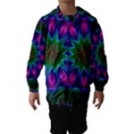 Star Of Leaves, Abstract Magenta Green Forest Hooded Wind Breaker (Kids)