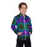 Star Of Leaves, Abstract Magenta Green Forest Wind Breaker (Kids)