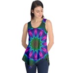 Star Of Leaves, Abstract Magenta Green Forest Sleeveless Tunic Star Of Leaves, Abstract Magenta Green Forest Sleeveless Tunic