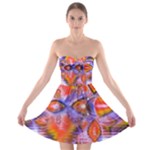 Crystal Star Dance, Abstract Purple Orange Strapless Dresses