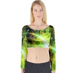 Dawn Of Time, Abstract Lime & Gold Emerge Long Sleeve Crop Top