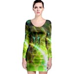 Dawn Of Time, Abstract Lime & Gold Emerge Long Sleeve Bodycon Dress Dawn Of Time, Abstract Lime & Gold Emerge Long Sleeve Bodycon Dress