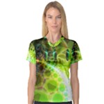 Dawn Of Time, Abstract Lime & Gold Emerge Women s V-Neck Sport Mesh Tee