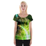 Dawn Of Time, Abstract Lime & Gold Emerge Women s Cap Sleeve Top