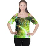 Dawn Of Time, Abstract Lime & Gold Emerge Women s Cutout Shoulder Tee Dawn Of Time, Abstract Lime & Gold Emerge Women s Cutout Shoulder Tee
