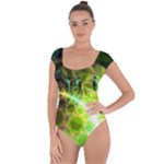 Dawn Of Time, Abstract Lime & Gold Emerge Short Sleeve Leotard (Ladies)