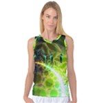 Dawn Of Time, Abstract Lime & Gold Emerge Women s Basketball Tank Top