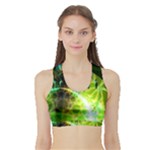 Dawn Of Time, Abstract Lime & Gold Emerge Women s Sports Bra with Border Dawn Of Time, Abstract Lime & Gold Emerge Women s Sports Bra with Border