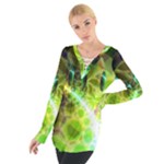 Dawn Of Time, Abstract Lime & Gold Emerge Women s Tie Up Tee