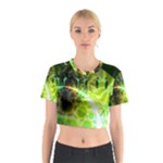 Dawn Of Time, Abstract Lime & Gold Emerge Cotton Crop Top