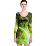 Dawn Of Time, Abstract Lime & Gold Emerge Long Sleeve Velvet Bodycon Dress Dawn Of Time, Abstract Lime & Gold Emerge Long Sleeve Velvet Bodycon Dress