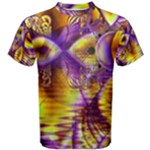 Golden Violet Crystal Palace, Abstract Cosmic Explosion Men s Cotton Tee