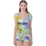 Golden Violet Sea Shells, Abstract Ocean Boyleg Leotard (Ladies)