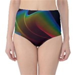 Liquid Rainbow, Abstract Wave Of Cosmic Energy  High-Waist Bikini Bottoms