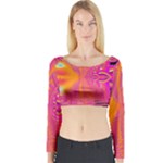 Magenta Boardwalk Carnival, Abstract Ocean Shimmer Long Sleeve Crop Top