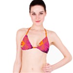 Magenta Boardwalk Carnival, Abstract Ocean Shimmer Bikini Top