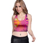 Magenta Boardwalk Carnival, Abstract Ocean Shimmer Racer Back Crop Top