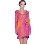 Magenta Boardwalk Carnival, Abstract Ocean Shimmer Long Sleeve Nightdress Magenta Boardwalk Carnival, Abstract Ocean Shimmer Long Sleeve Nightdress