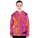 Magenta Boardwalk Carnival, Abstract Ocean Shimmer Women s Zipper Hoodie