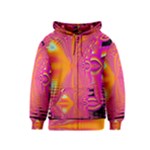 Magenta Boardwalk Carnival, Abstract Ocean Shimmer Kids  Zipper Hoodie