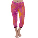 Magenta Boardwalk Carnival, Abstract Ocean Shimmer Capri Winter Leggings 