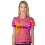 Magenta Boardwalk Carnival, Abstract Ocean Shimmer Women s V-Neck Sport Mesh Tee Magenta Boardwalk Carnival, Abstract Ocean Shimmer Women s V-Neck Sport Mesh Tee