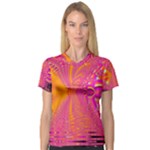 Magenta Boardwalk Carnival, Abstract Ocean Shimmer Women s V-Neck Sport Mesh Tee