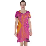 Magenta Boardwalk Carnival, Abstract Ocean Shimmer Short Sleeve Nightdress Magenta Boardwalk Carnival, Abstract Ocean Shimmer Short Sleeve Nightdress
