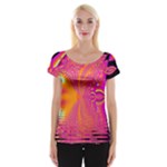 Magenta Boardwalk Carnival, Abstract Ocean Shimmer Women s Cap Sleeve Top