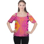 Magenta Boardwalk Carnival, Abstract Ocean Shimmer Women s Cutout Shoulder Tee