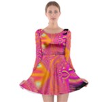 Magenta Boardwalk Carnival, Abstract Ocean Shimmer Long Sleeve Skater Dress