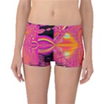Magenta Boardwalk Carnival, Abstract Ocean Shimmer Boyleg Bikini Bottoms