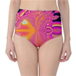 Magenta Boardwalk Carnival, Abstract Ocean Shimmer High-Waist Bikini Bottoms