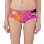 Magenta Boardwalk Carnival, Abstract Ocean Shimmer Mid-Waist Bikini Bottoms Magenta Boardwalk Carnival, Abstract Ocean Shimmer Mid-Waist Bikini Bottoms