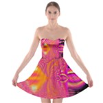 Magenta Boardwalk Carnival, Abstract Ocean Shimmer Strapless Dresses